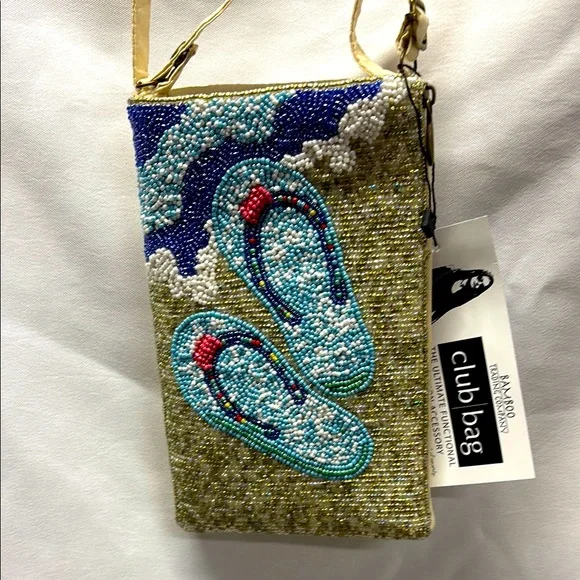 Bamboo Trading Company Beaded Crossbody Club Bag - Multicolor - Picture 1 of 8